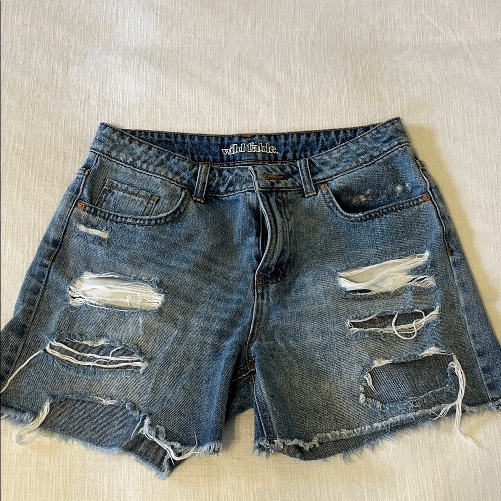 Wild Fable Ripped Denim Shorts - Classic Blue